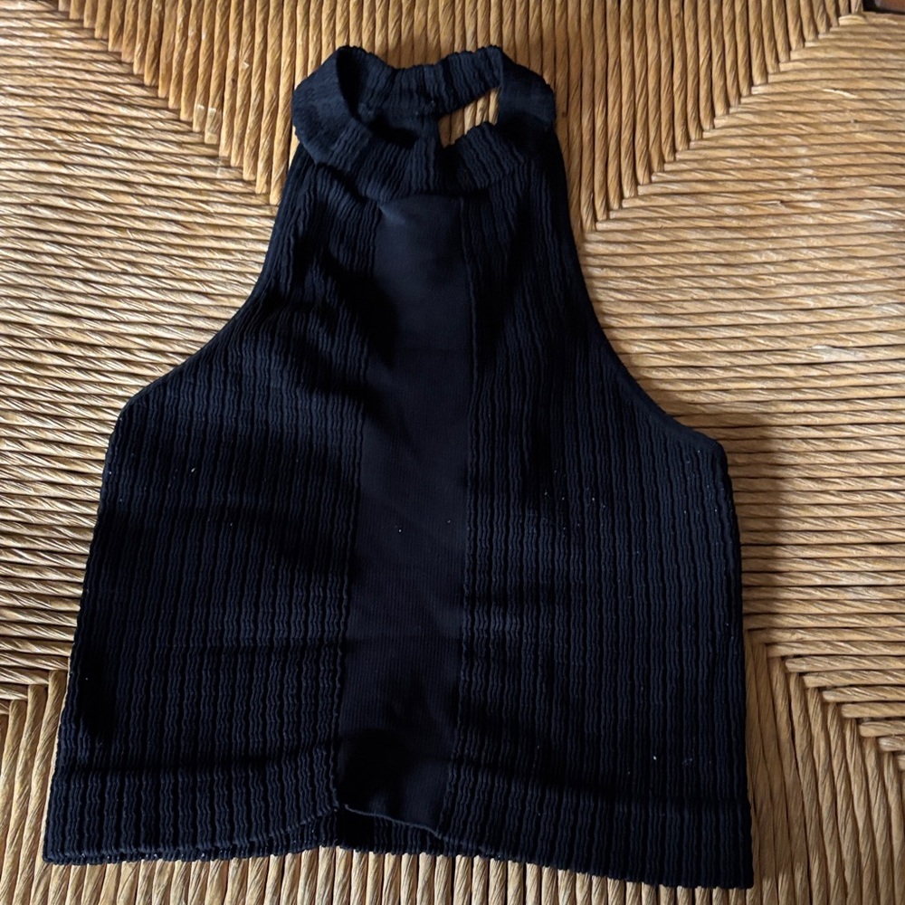 Free People intimately Black Ribbed Halter Top size S/M
